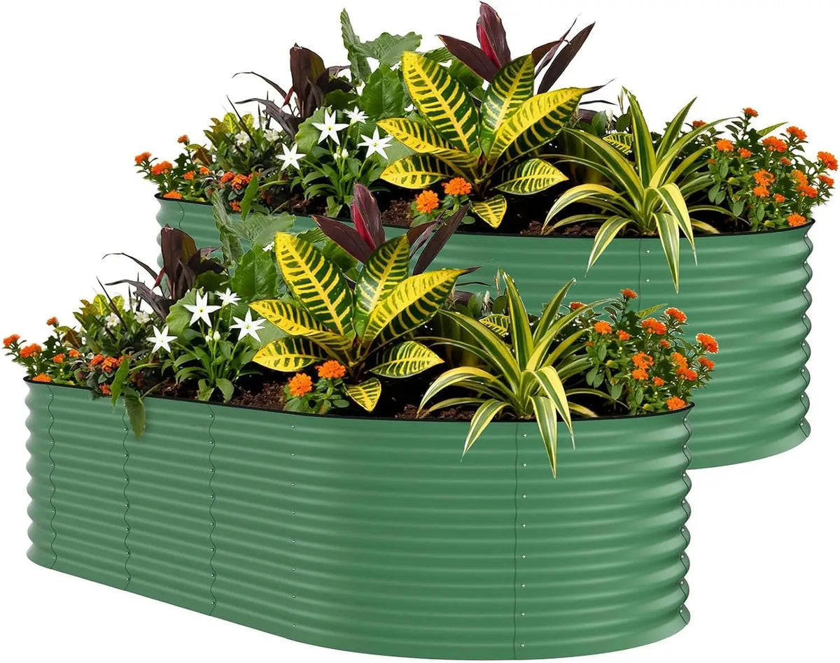 Tacleekii 4X10X1.5ft Galvanized Raised Garden Bed, 2 Pcs 18" Tall Deep Root Metal Planter Boxes, Rust-Resistant Flower Boxes Outdoor Kit for Plants Vegetables, Flowers, Herbs, Fruits, Rust Resistant