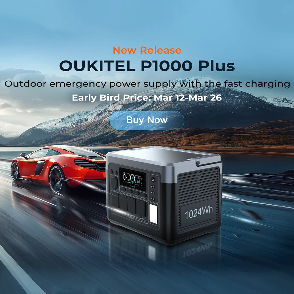 OUKITEL P1000 Plus Portable Power Station 1024Wh LiFePO4 Solar Generator