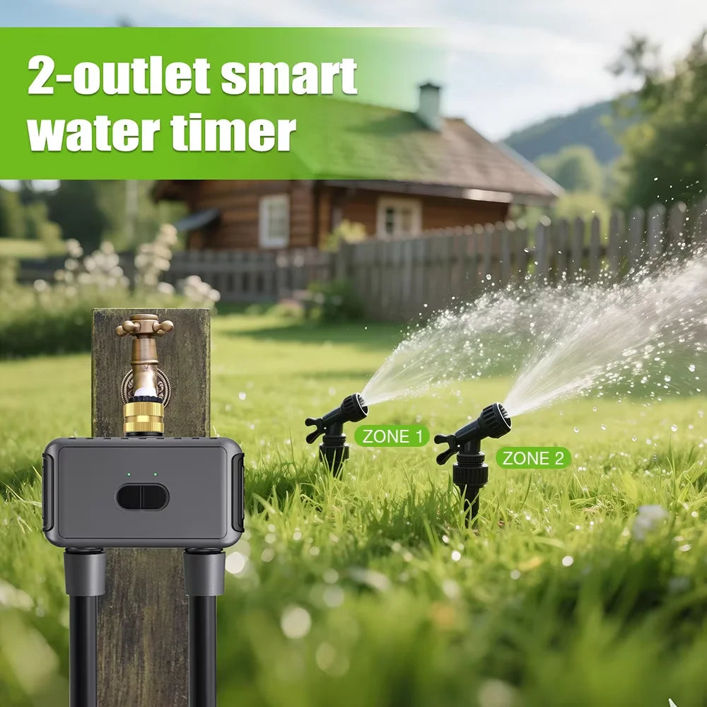 INSOMA Wifi Direct Automatic Water Timer Garden Irrigation Watering System Dual Hose Remote Control Sprinkler Programmer for Yard Lawn