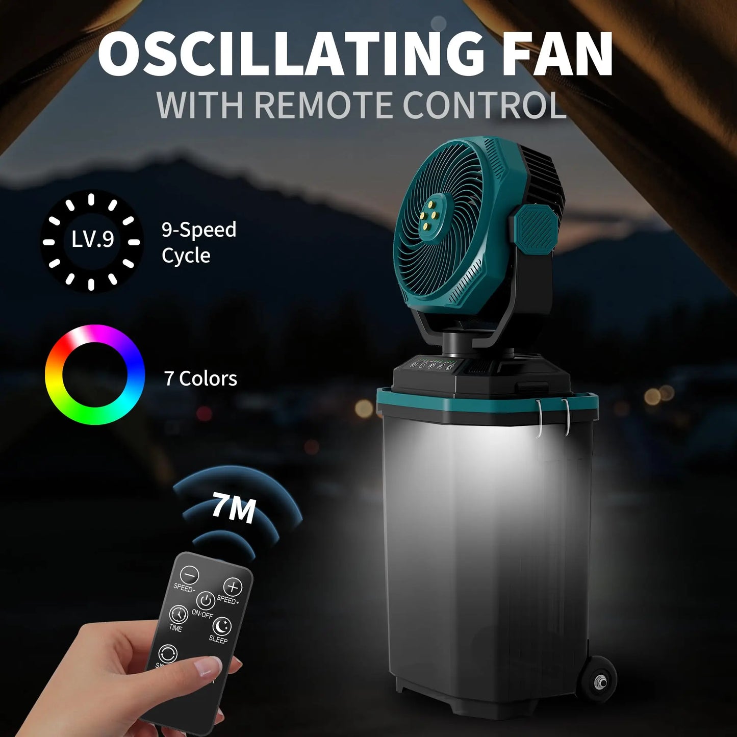 HiMISS 15L Portable Misting Fan With Remote 30000mAh Battery Wheels