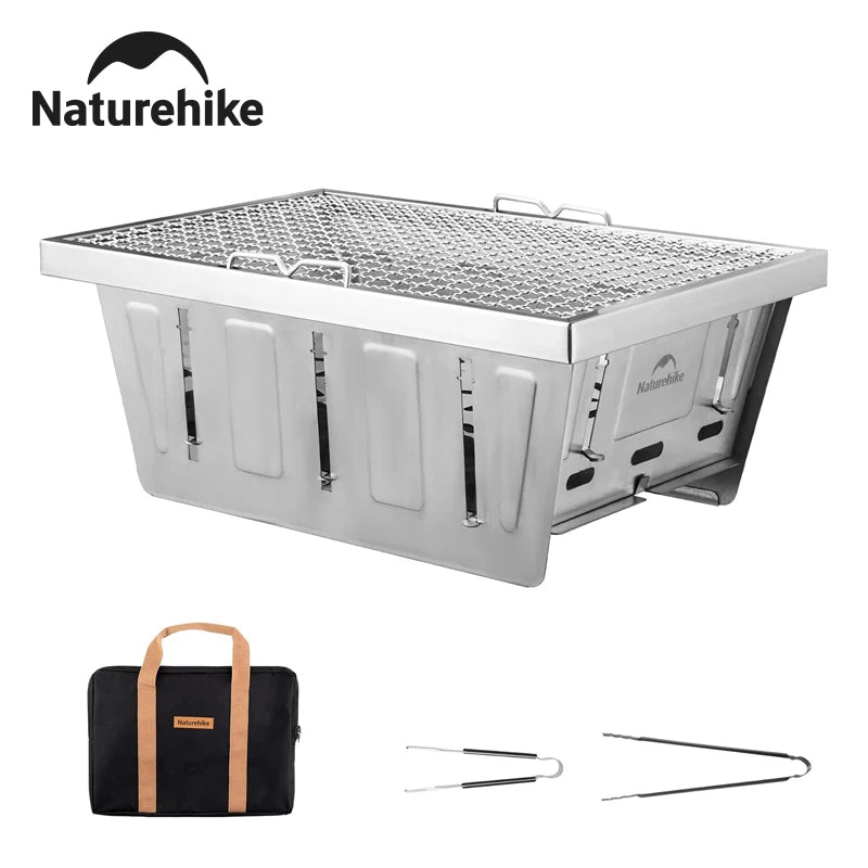 Naturehike Charcoal Grill for IGT Table Portable Folding BBQ Rack with Tongs