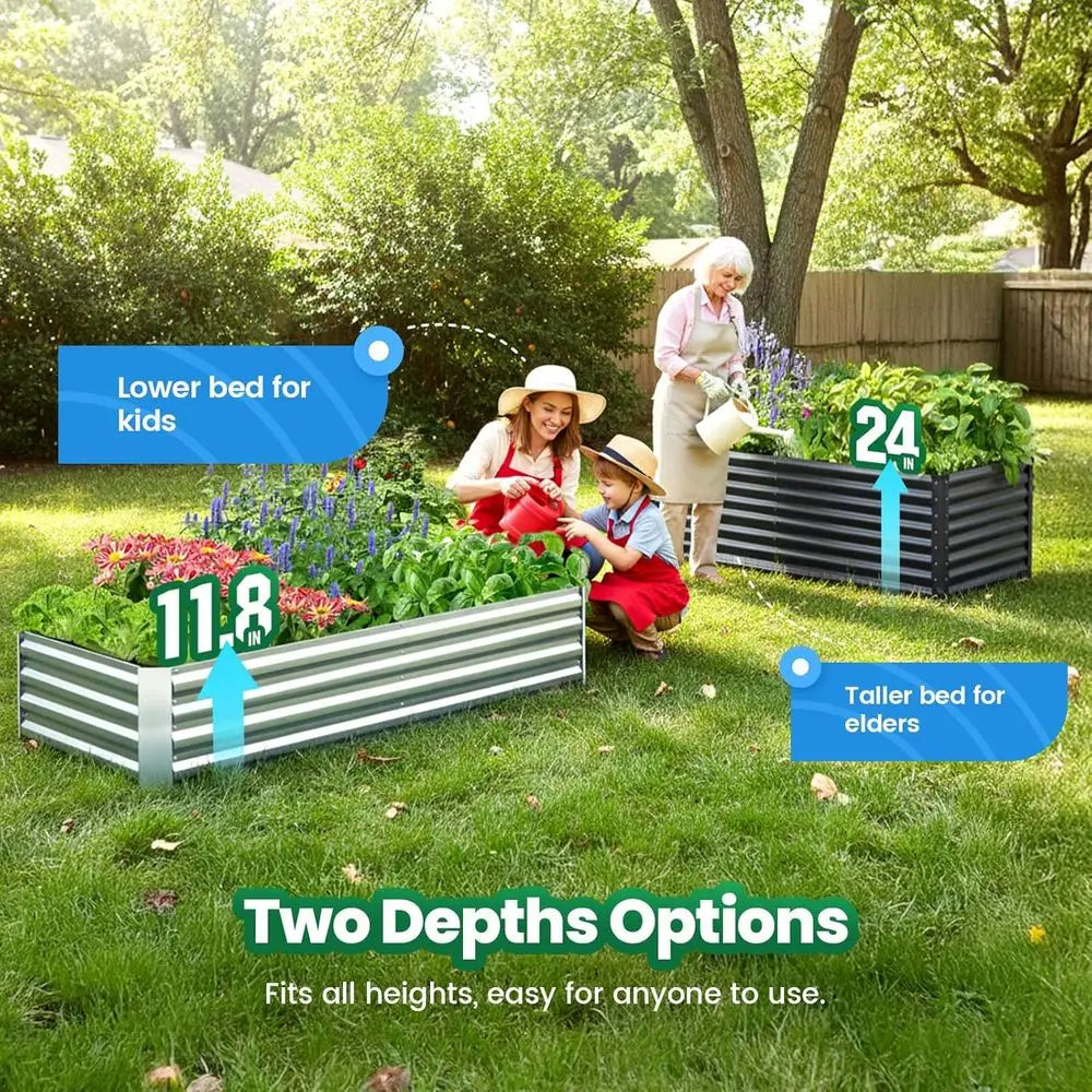 Quictent Raised Garden Bed Galvanized Raised Beds or Gardening Vegetables with Cover 6x3x2 t Tall Metal Planter Box Outdoor Use