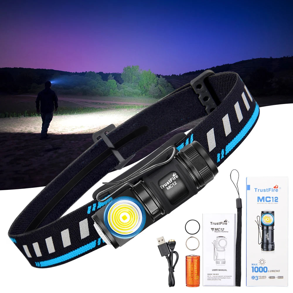 TrustFire MC12 LED Headlamp Rechargeable 1000 Lumens XPL HI