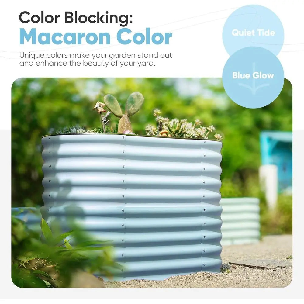 KING BIRD Raised Garden Bed 2.85 t Tall 6 in 1 Galvanized Planter Garden Box Outdoor or Gardening, Deep Root Vegetables, lowers