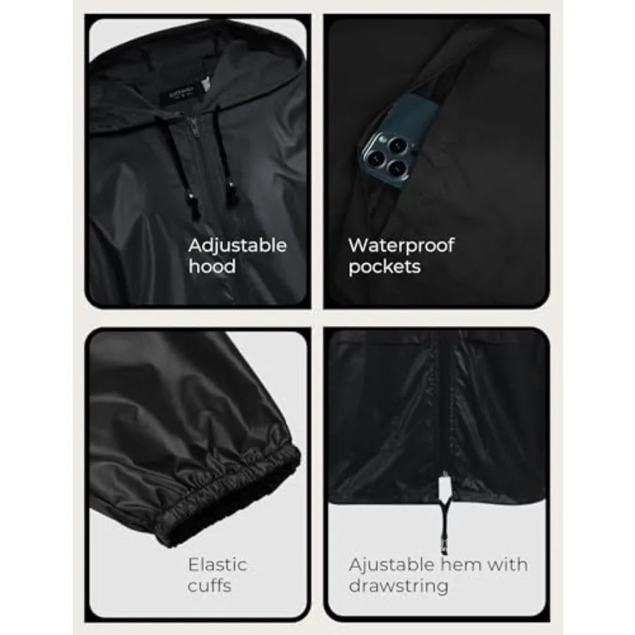 Packable Hooded Rain Jacket Waterproof for Outdoor Travel and Hiking