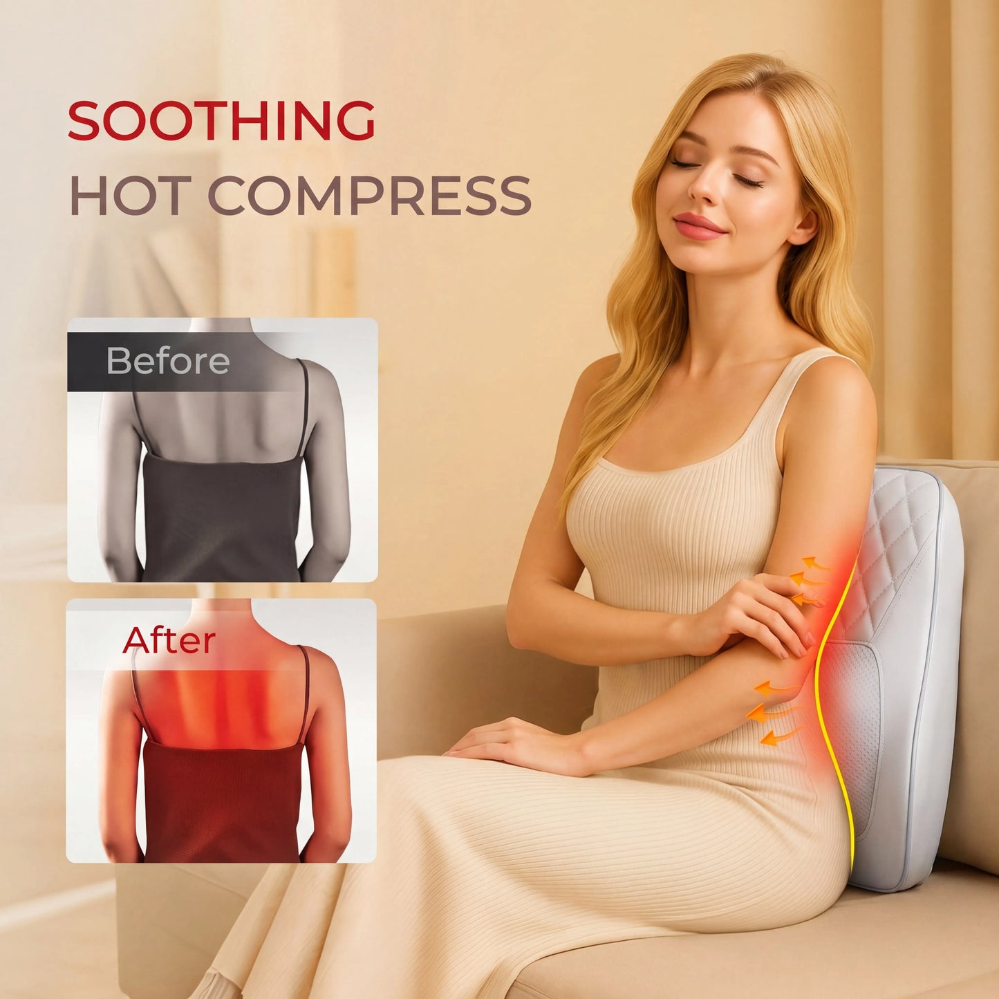 HIMOUTA Neck Back Massager With Heat 3D Kneading Pillow