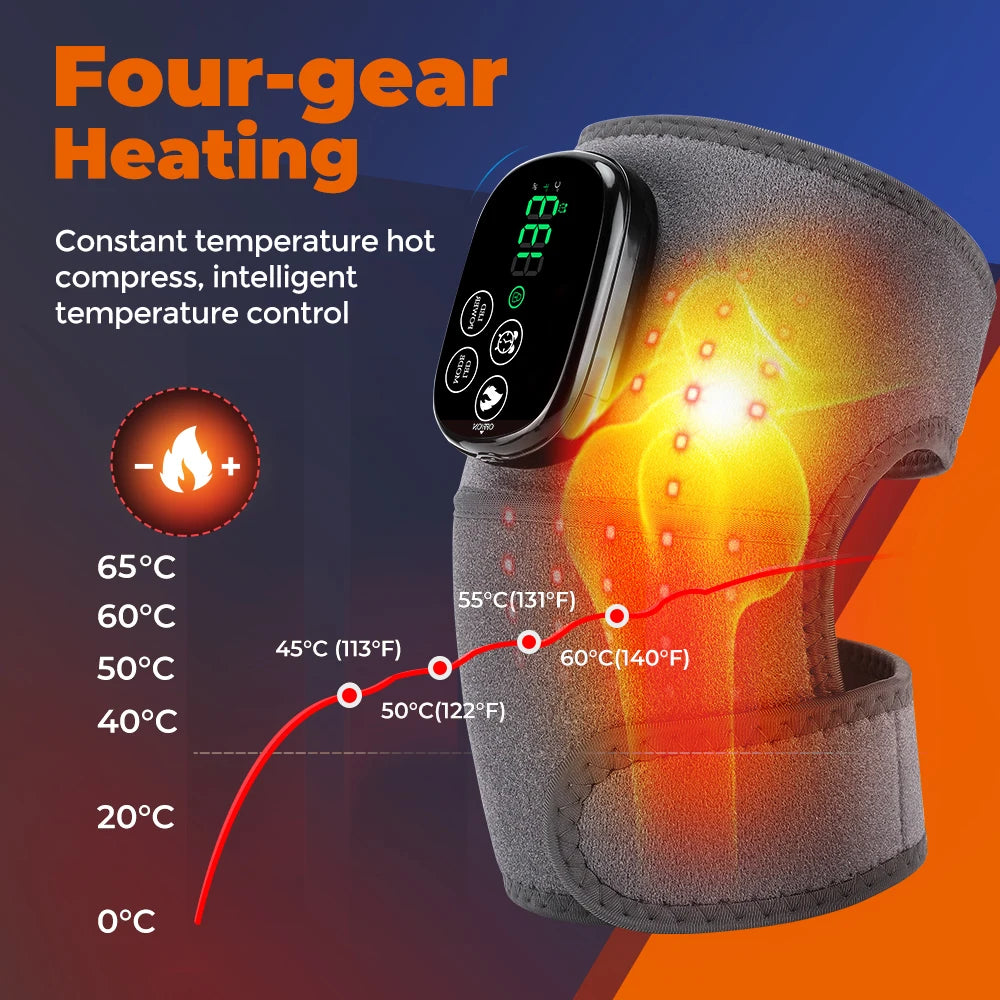 Red Light Knee Massager 660&850nm Shoulder Elbow Heating Massage Support Brace Rechargeable Muscle Relax Pad