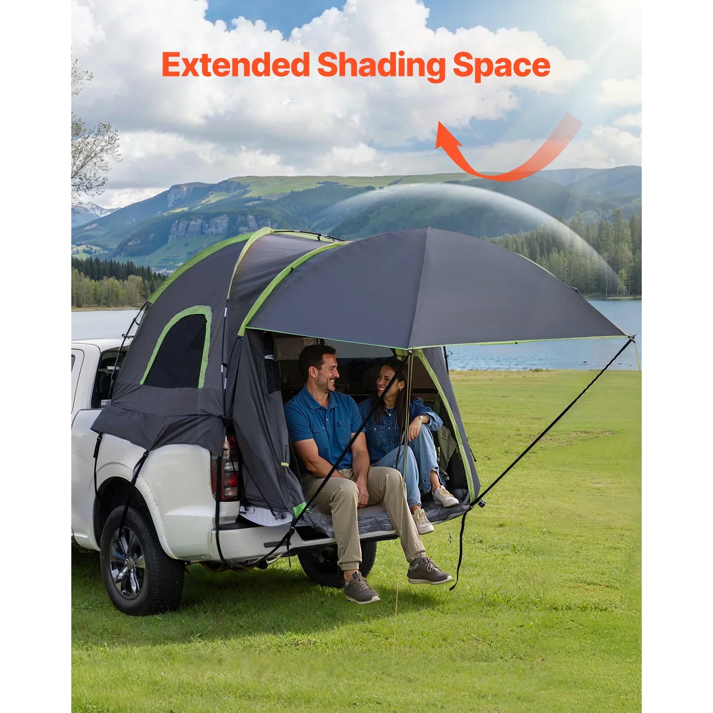 SucceBuy Pickup Truck Tent for Camping Waterproof PU2000 2-3 Person Truck Bed Tent Truck Bed Camper Shell with Expandable Awning