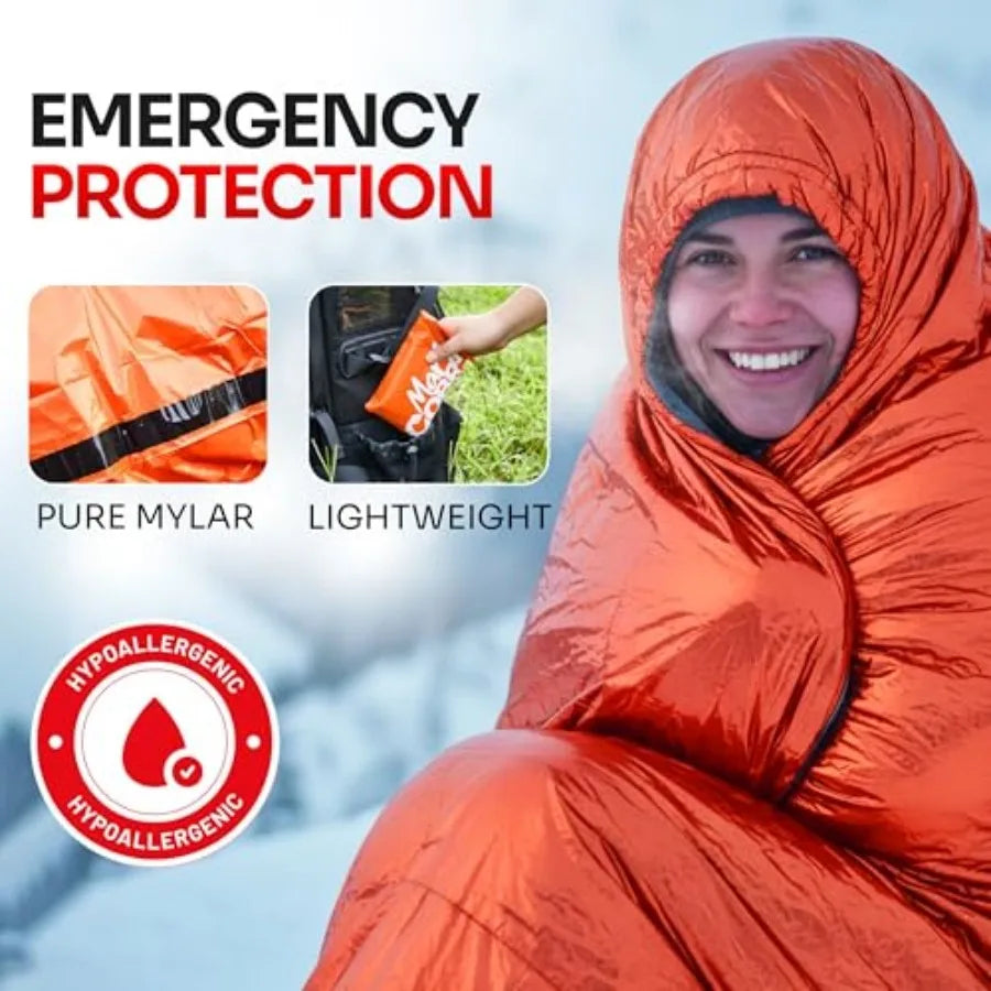 Emergency Sleeping Bag for Survival Gear and Supplies Life Bivy Sack Waterproof Mylar Emergency Blankets for Survival Kit Car C