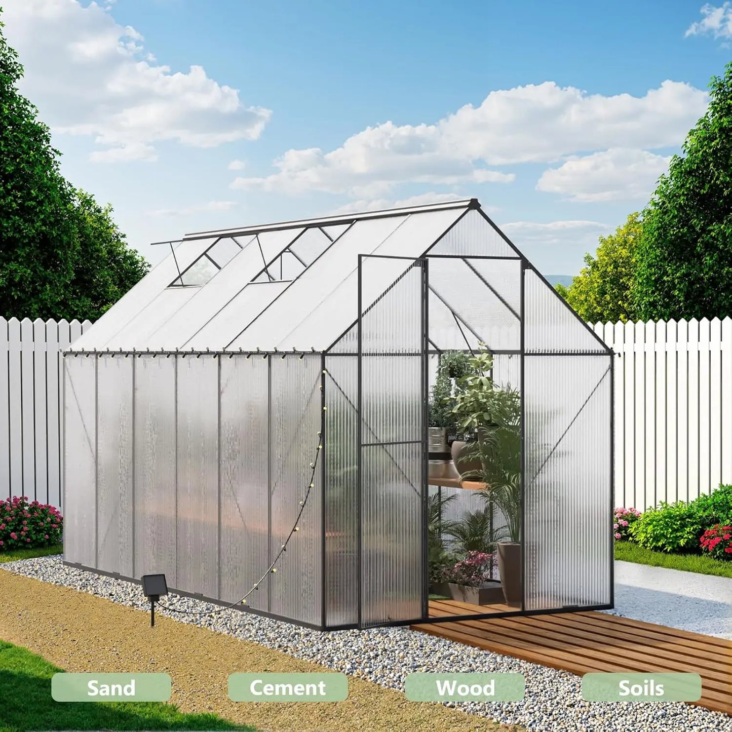 Heavy Duty Polycarbonate Walk In Greenhouse Outdoor Garden Backyard