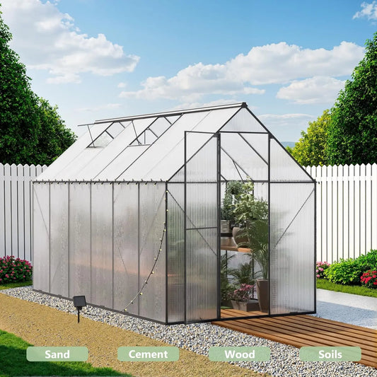 Heavy Duty Polycarbonate Walk In Greenhouse Outdoor Garden Backyard