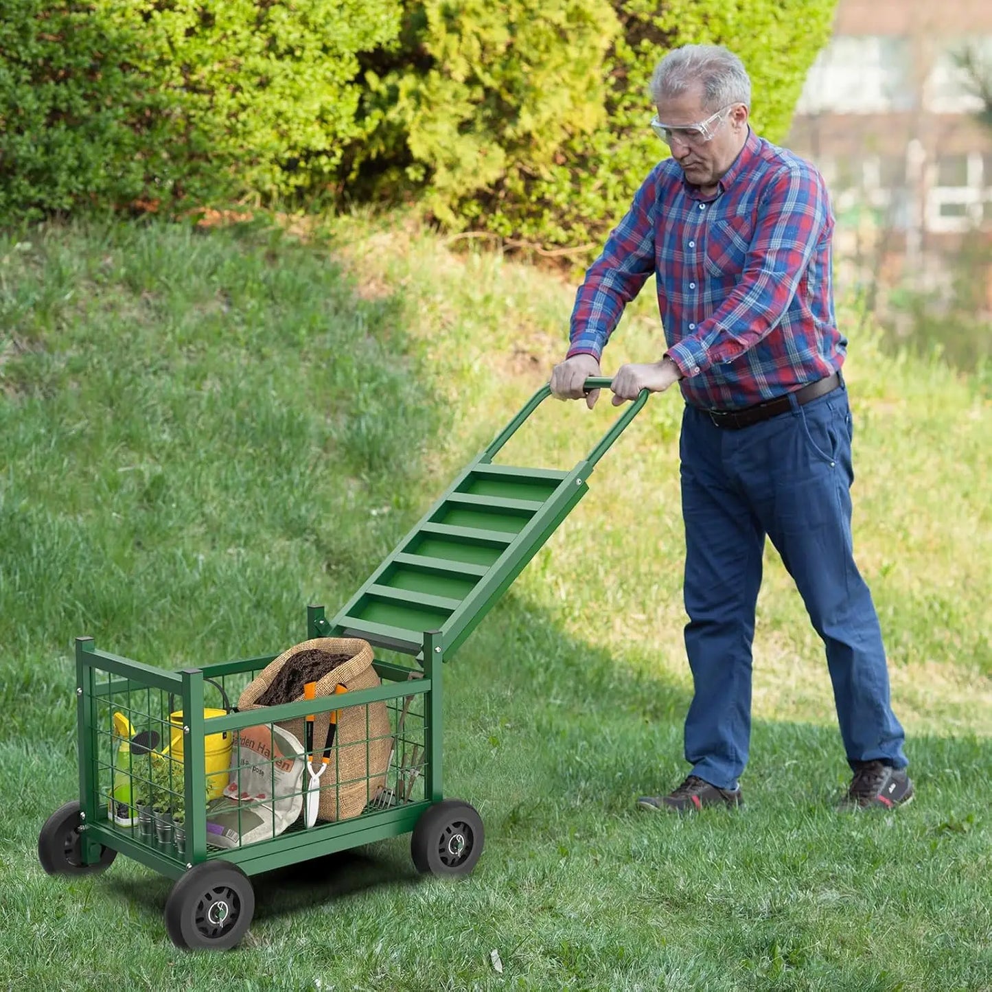 Rolling Garden Work Seat With Wheels Heavy Duty Cart Stool