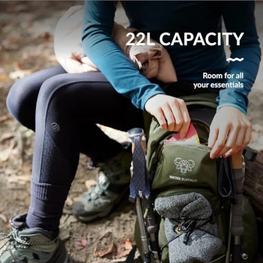 Hydration Backpack For Hiking 22L Water Bladder With Waterproof Zippers