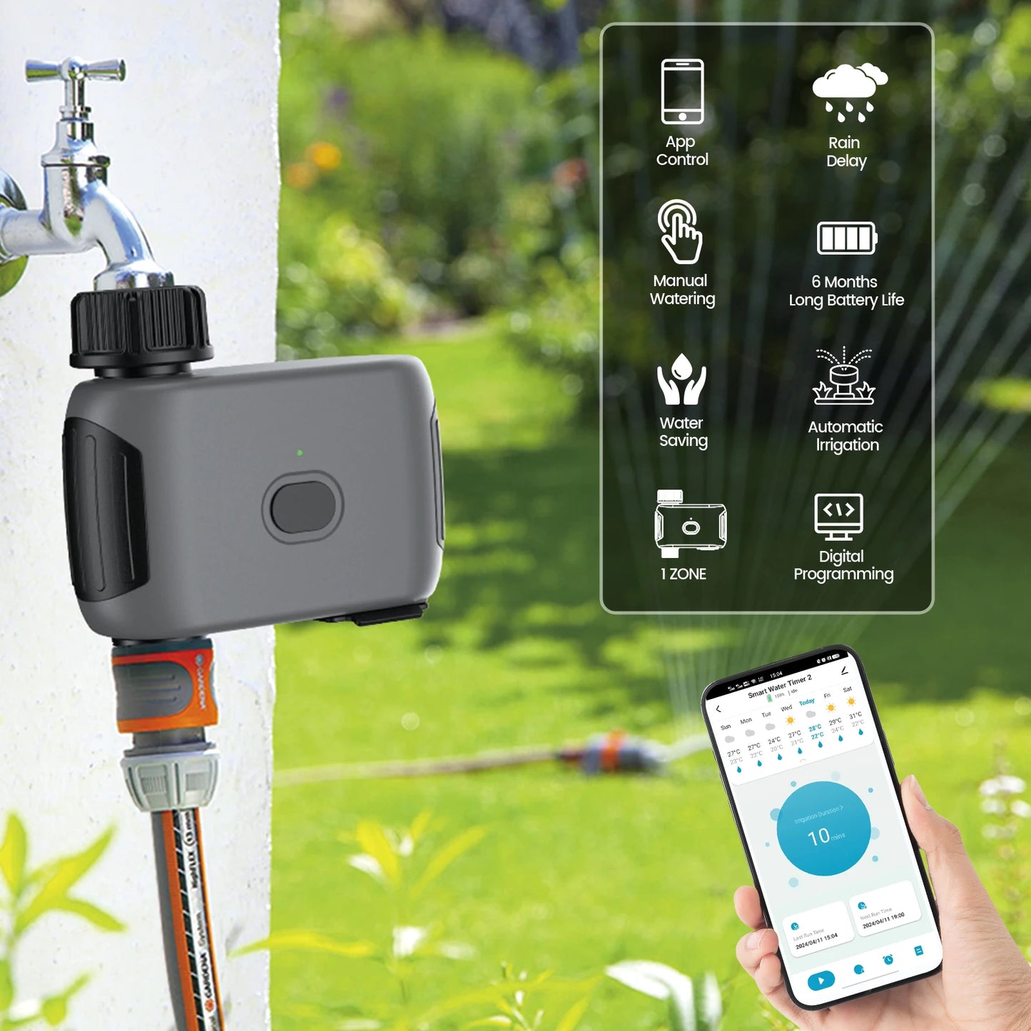INSOMA Smart WiFi Garden Water Timer For Lawn Sprinkler