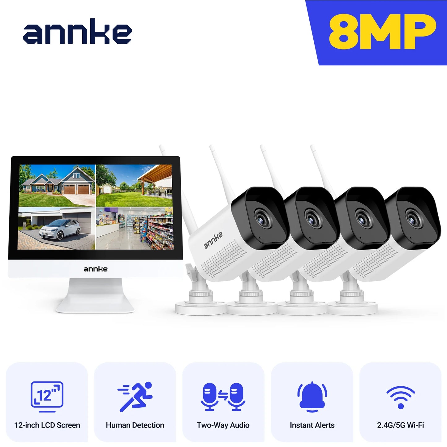 ANNKE 8MP WiFi Security Camera System With 4K Night Vision
