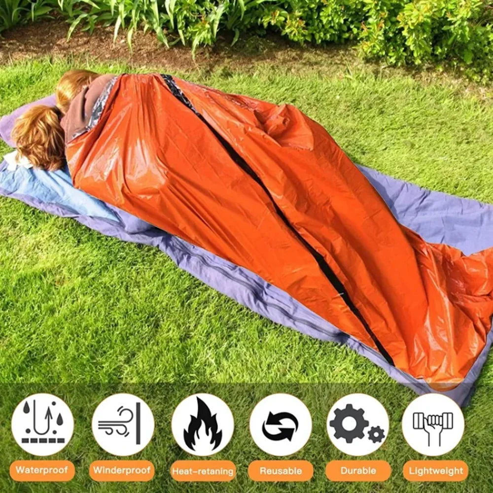 Two Pack Emergency Sleeping Bags Thermal Blanket Waterproof Outdoor Survival