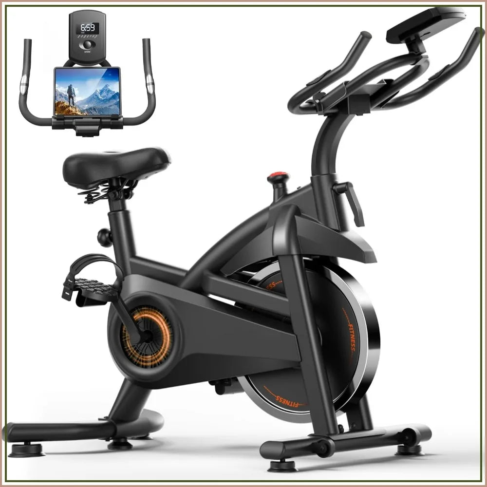 Exercise Bike for Home, Indoor Cycling Spin Bike with Extra Comfort Seat, 300 lb Weight Capacity