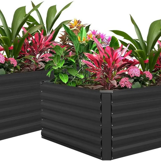 Galvanized Metal Raised Garden Bed Set For Outdoor Gardening