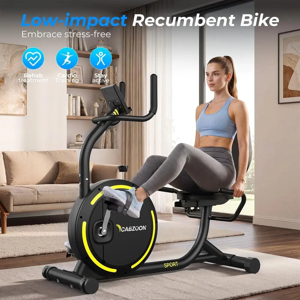 Recumbent Exercise Bike or Home Heavy-Duty Stationary Bike or Seniycle Exercise hine ycle LCD Monitor,265LBS,8 Level ResiBlack