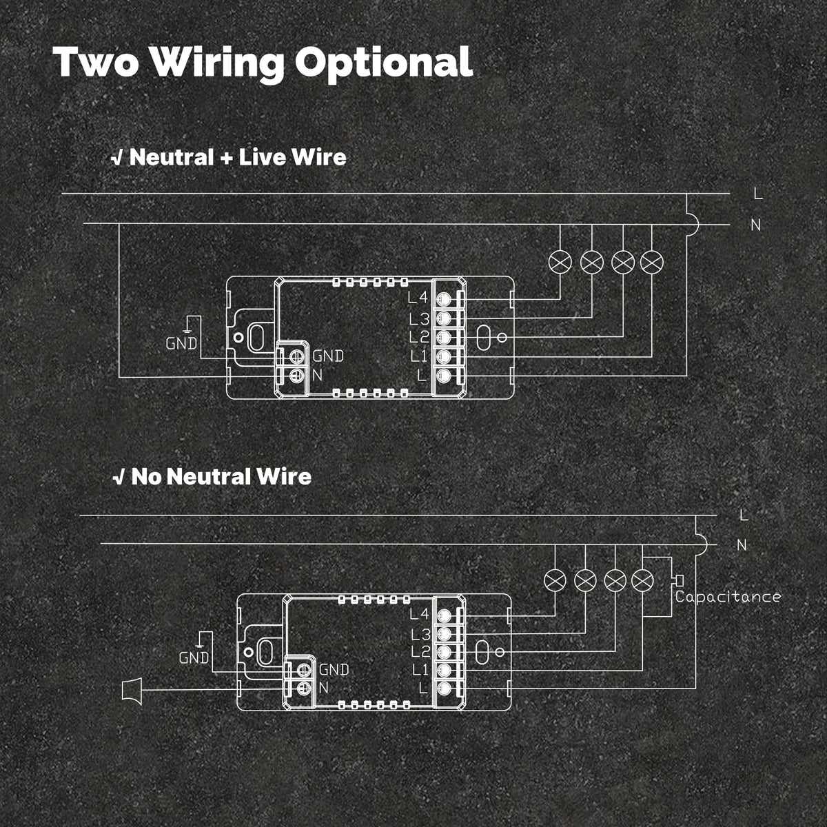 MOES Tuya Wi-Fi Smart Button Wall Switch (US Single-Live/Neutral Wire),Work with Alexa and Google Home,No Neutral Wire Required