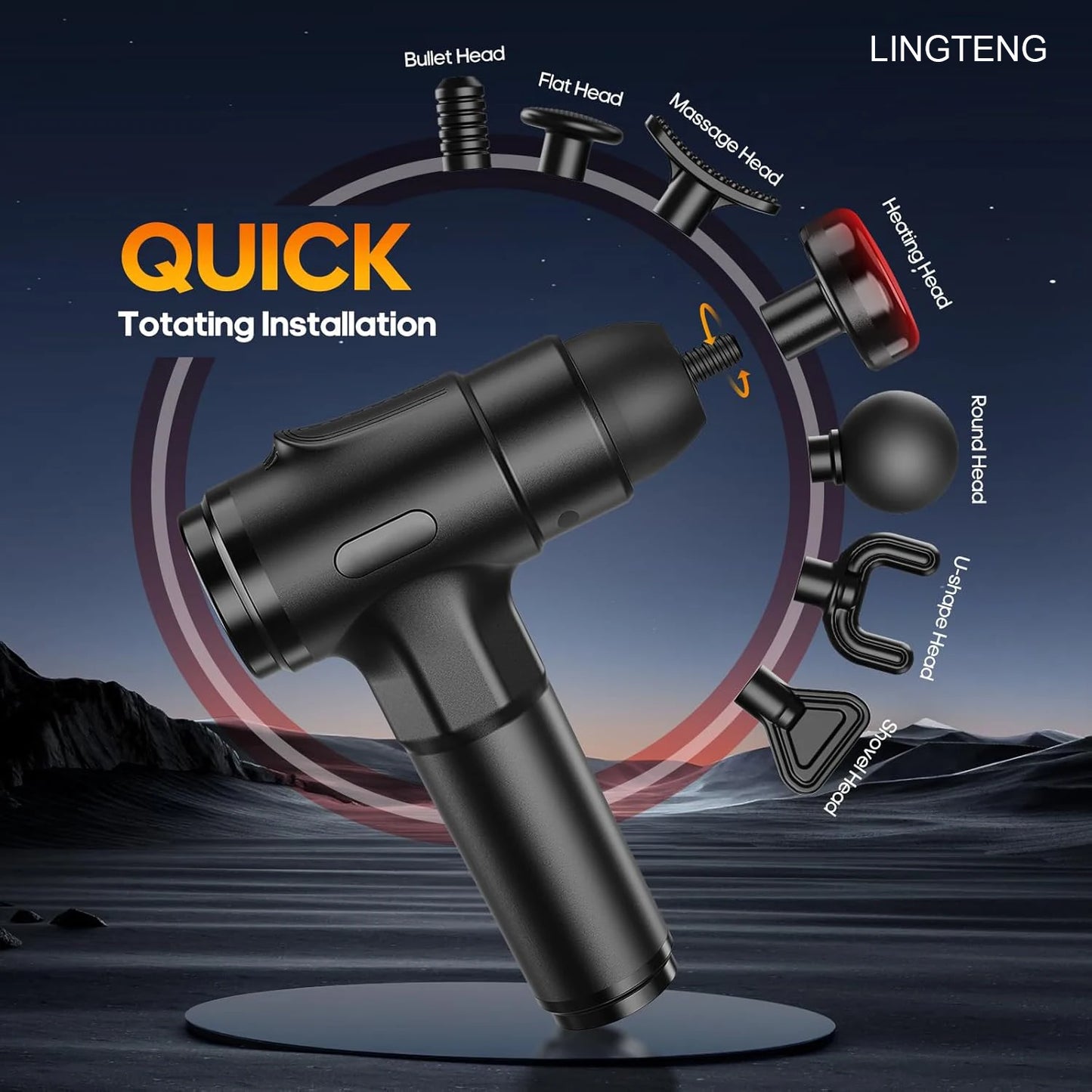 LINGTENG Heating Massage Gun Deep Tissue Muscle Percussion Massager