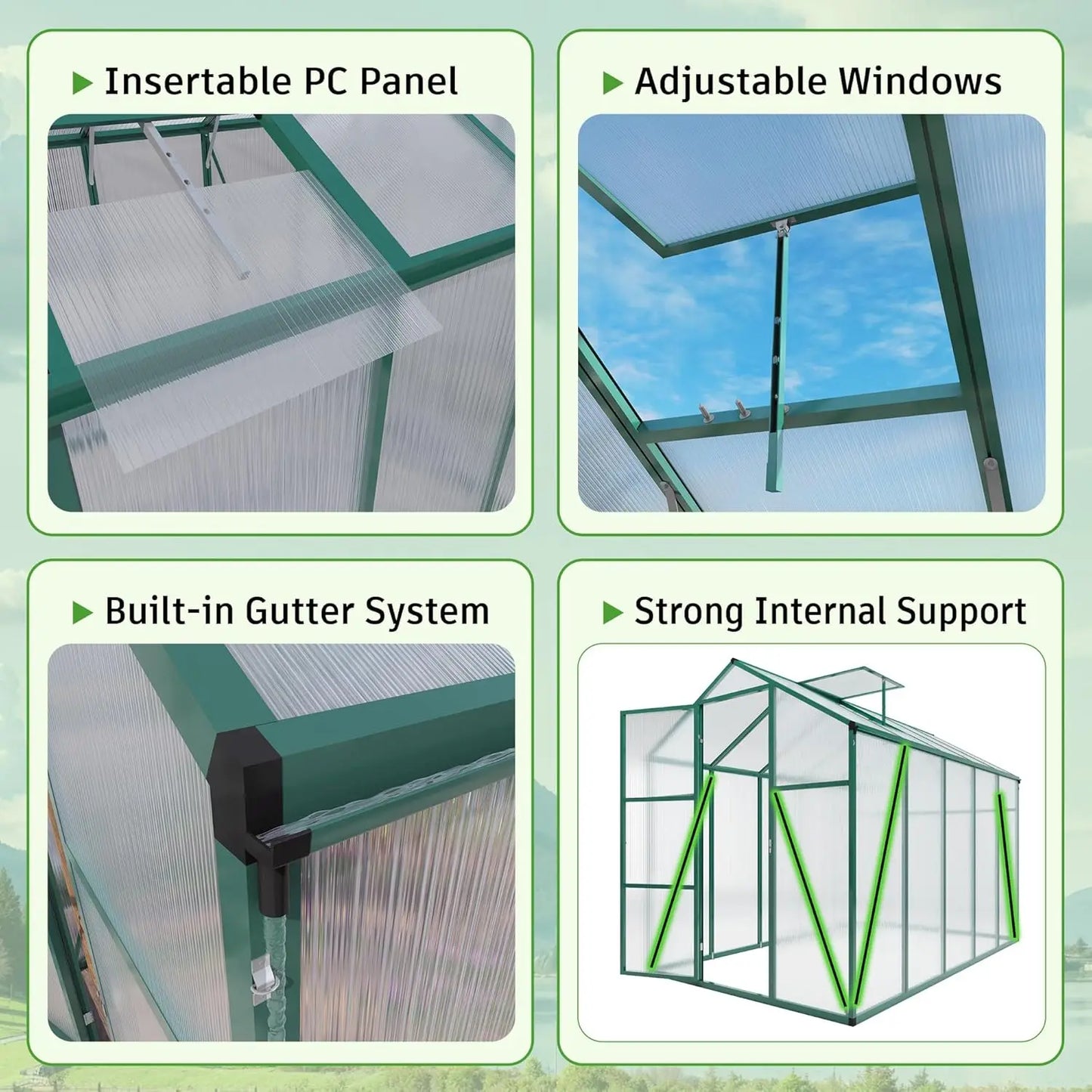 Outdoor Greenhouse With Aluminum Frame And Polycarbonate Panels