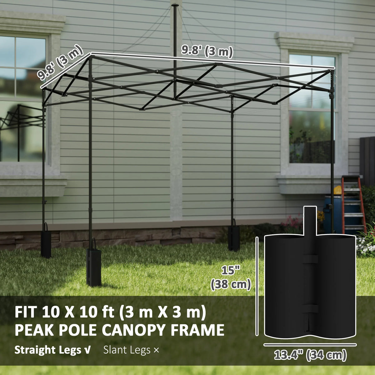 10' x 10' Pop up Canopy Replacement Top with Weight Bags, White