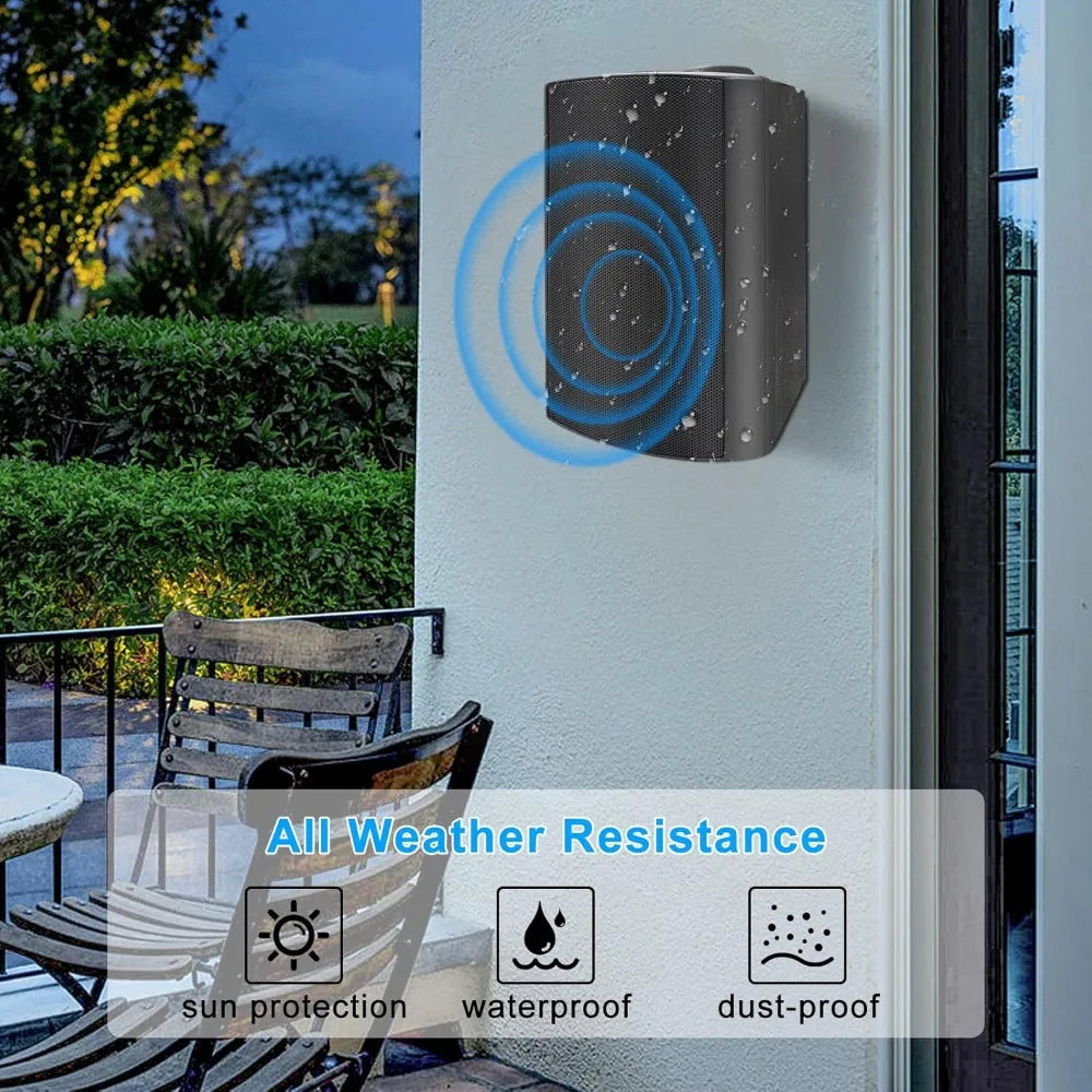 5.25 Inches 600W Passive Indoor Outdoor Speakers, Waterproof Wall Mount with Loud Volume for Patio, Garden, Home Theater, Black (2 Pairs)