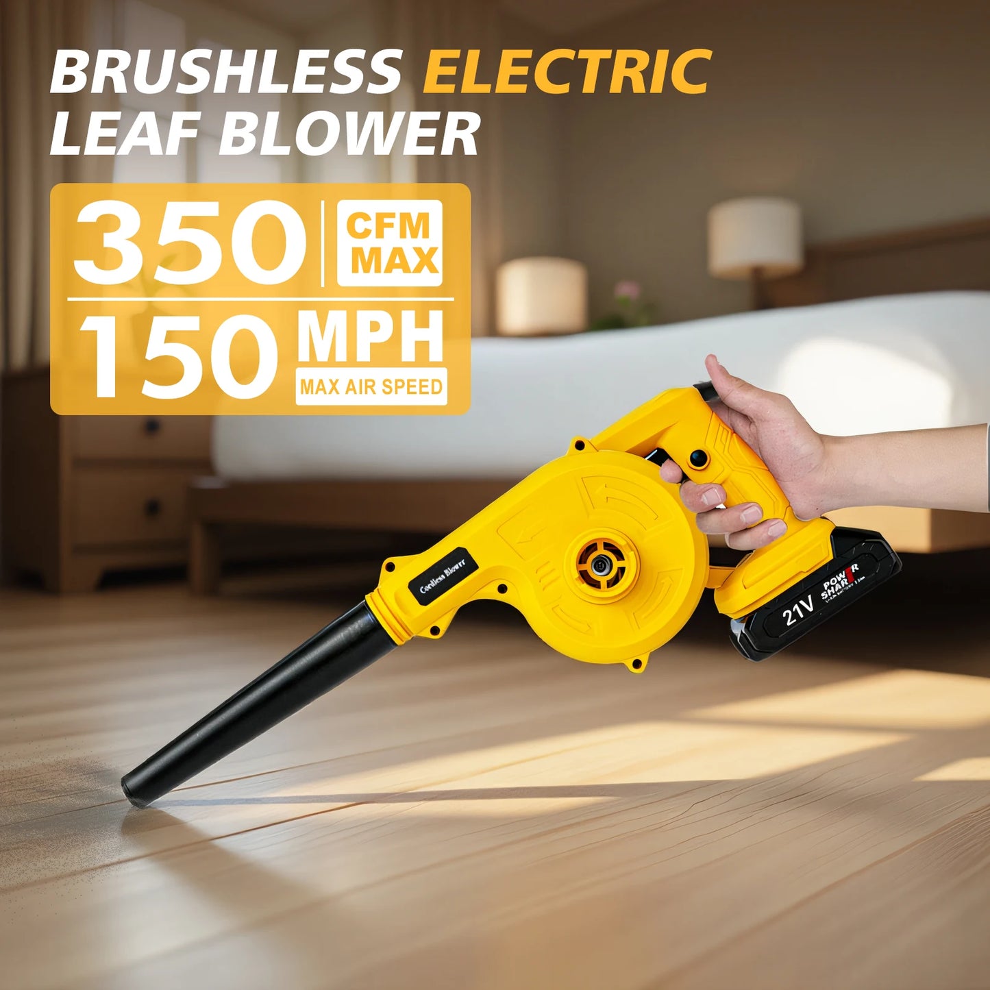 21V Cordless Leaf Blower 2 In 1 15000RPM With Charger