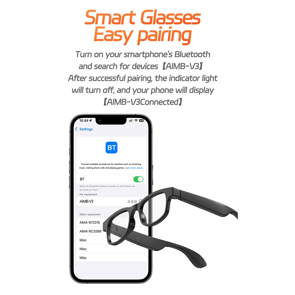 JEYI AI Smart Glasses Photochromic With Bluetooth Calls Translation