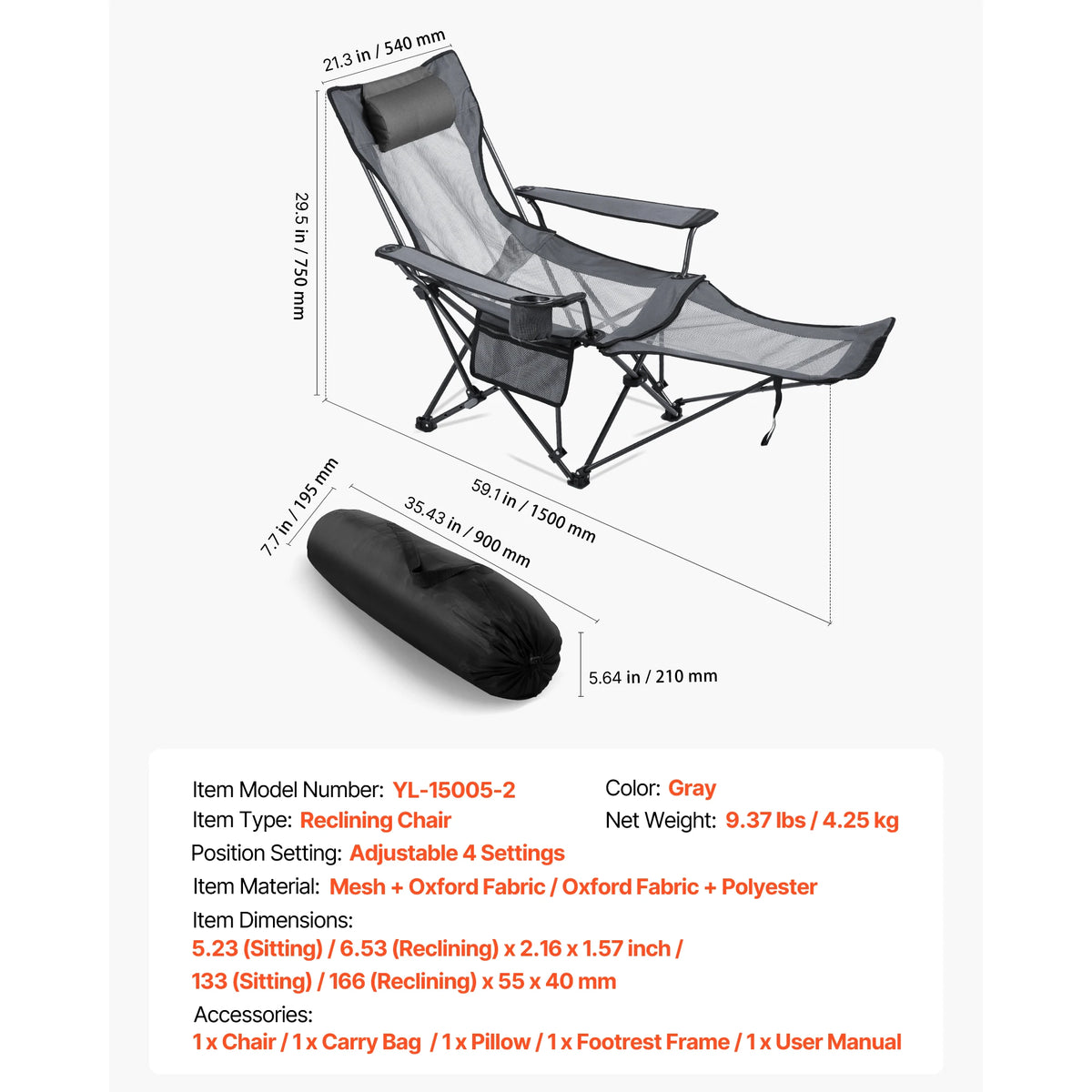 SucceBuy Folding Camping Chair, Outdoor High Back Chair Full Padded Beach Chairs with Armrest & Headrest Portable Lawn Chairs