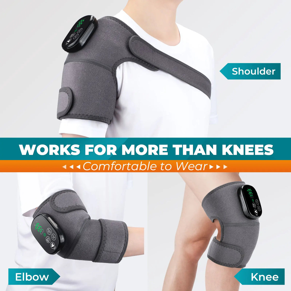 Red Light Knee Massager 660&850nm Shoulder Elbow Heating Massage Support Brace Rechargeable Muscle Relax Pad