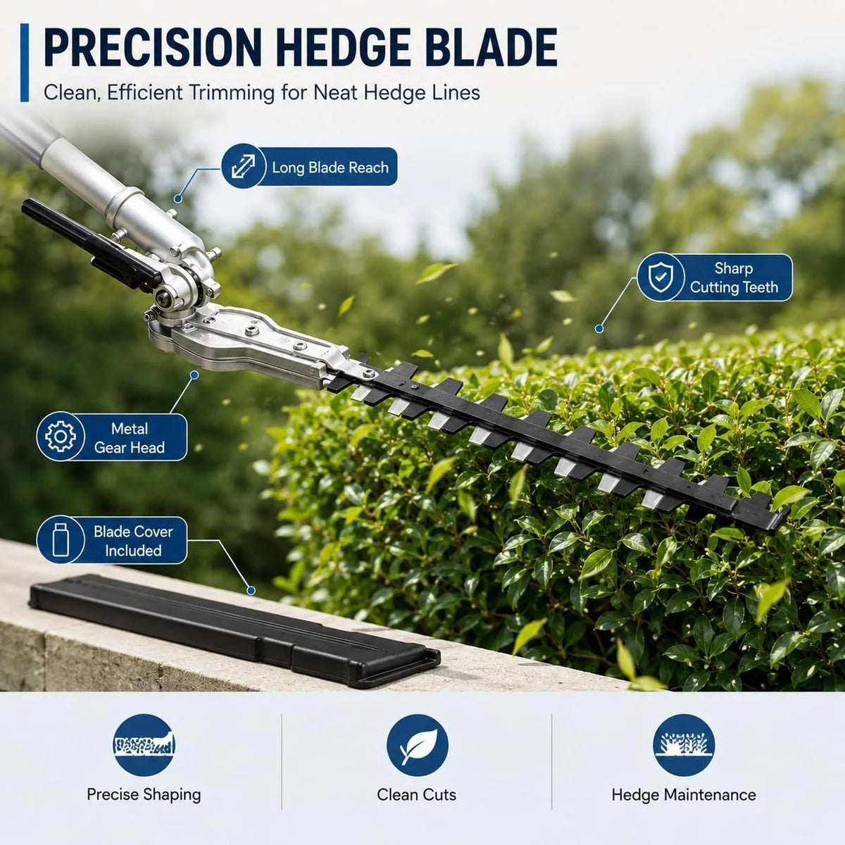43cc Gas Hedge Trimmer 4 in 1 Garden Tool Long Reach Pole Trimmer Adjustable Cutting Head Brush Cutter Lawn Care Tool Quick Connect Attachment System
