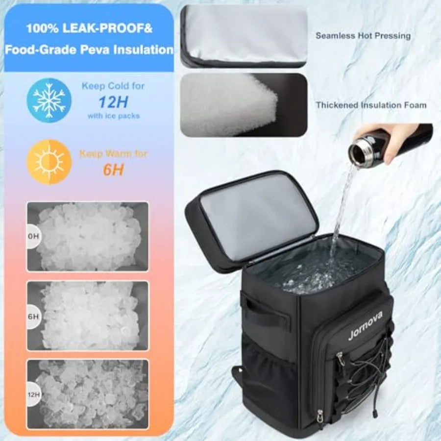 Insulated Cooler Backpack For Camping And Travel With Leakproof Compartments