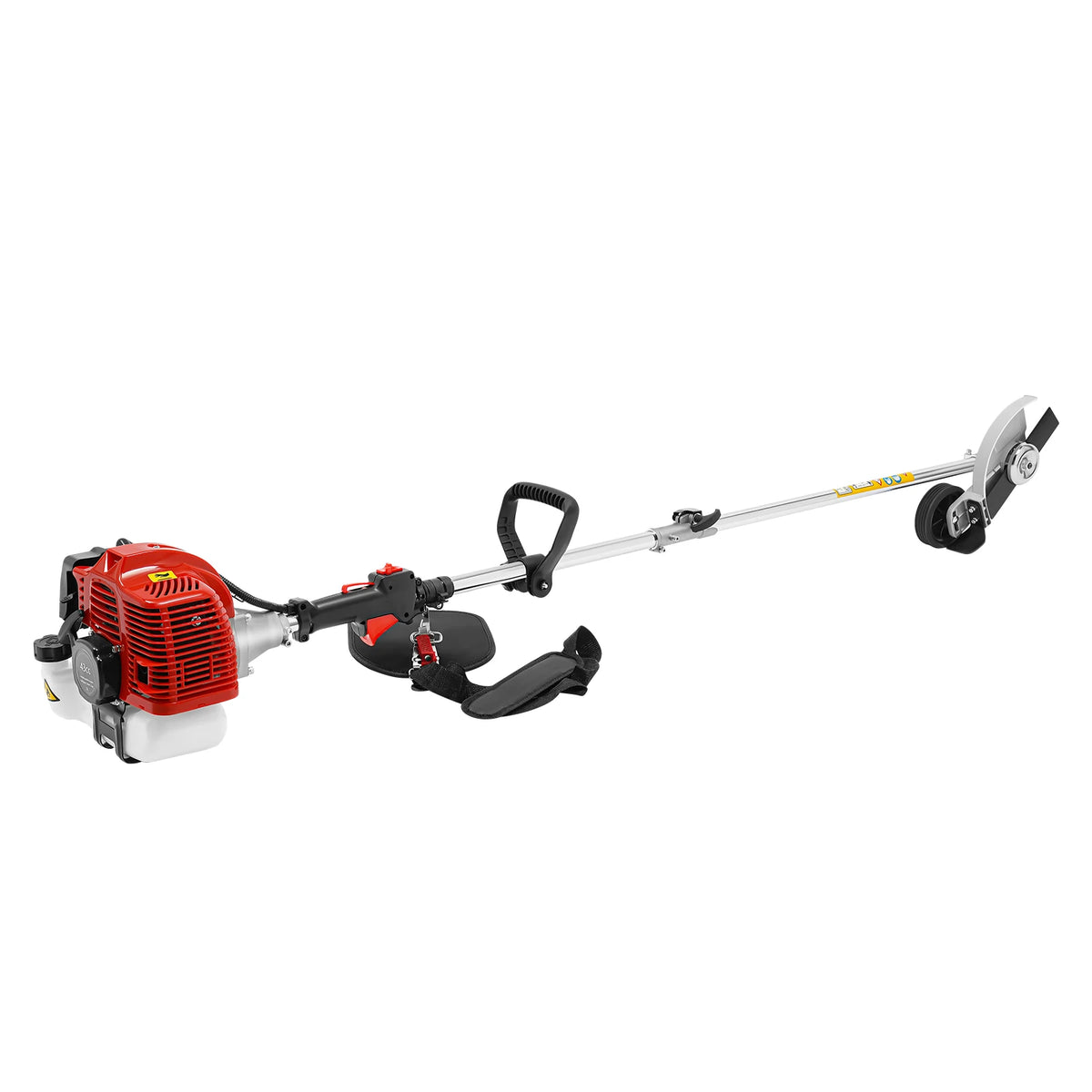 43cc 1.25kW Gasoline Brush Cutter, 2-Stroke Weed Wacker with 2 Blade Heads (Roller & Mowing), for Lawn, Orchard, Tea Garden, Rice Wheat Cutting, and Bush Clearing, 8500rpm High-Speed Grass Trimmer