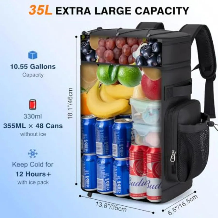 Insulated Cooler Backpack For Camping And Travel With Leakproof Compartments
