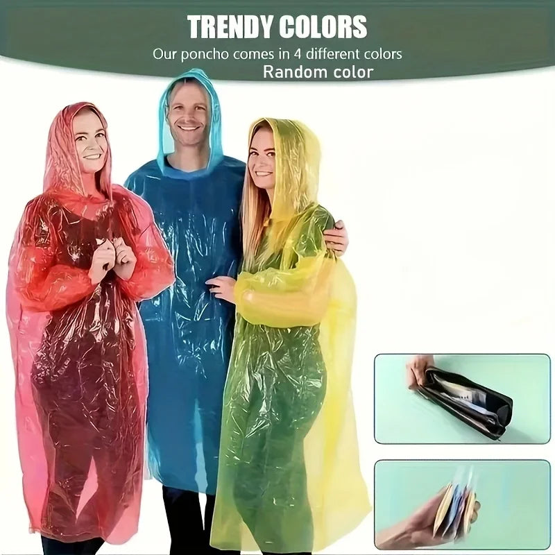 Compact Disposable Rain Poncho For Outdoor Camping And Travel Lightweight