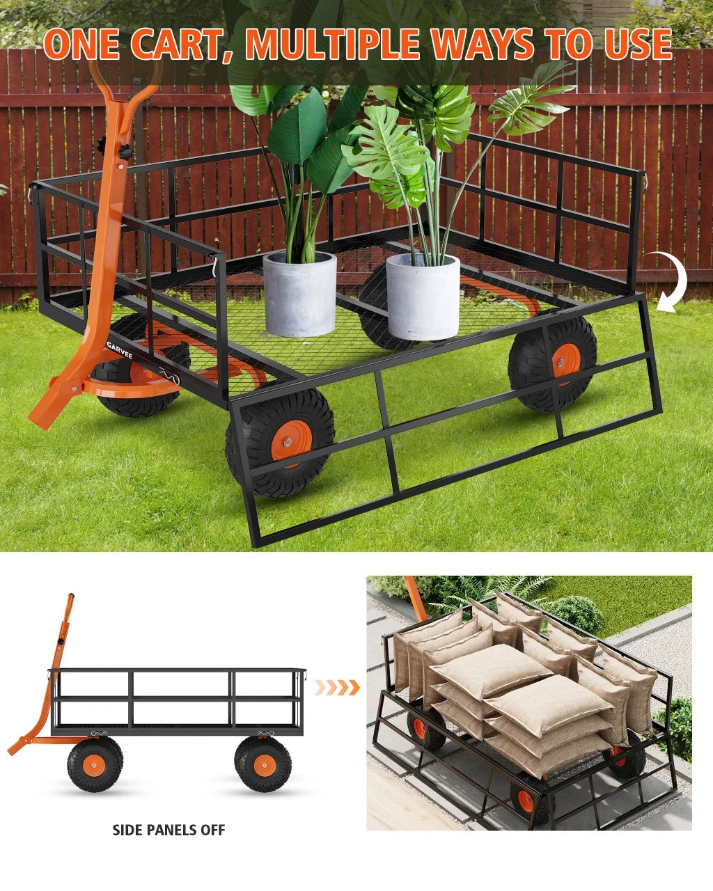 HiMISS Heavy Duty Garden Cart 1200 Pounds Capacity Wagon