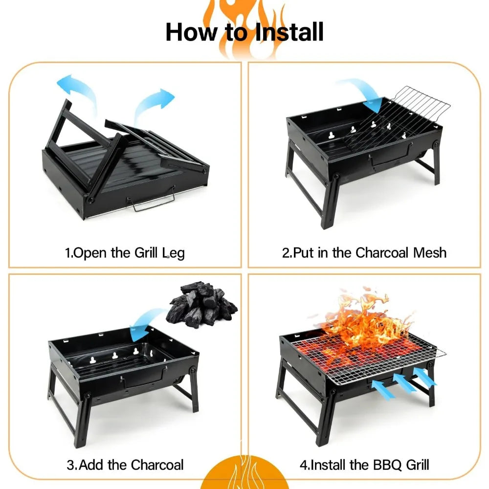 XIUWO Portable Folding Charcoal Grill Smoker for Outdoors