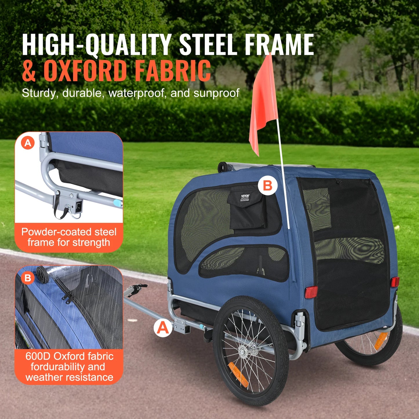 Pet Bike Trailer For Dogs 100 Lb Capacity Foldable