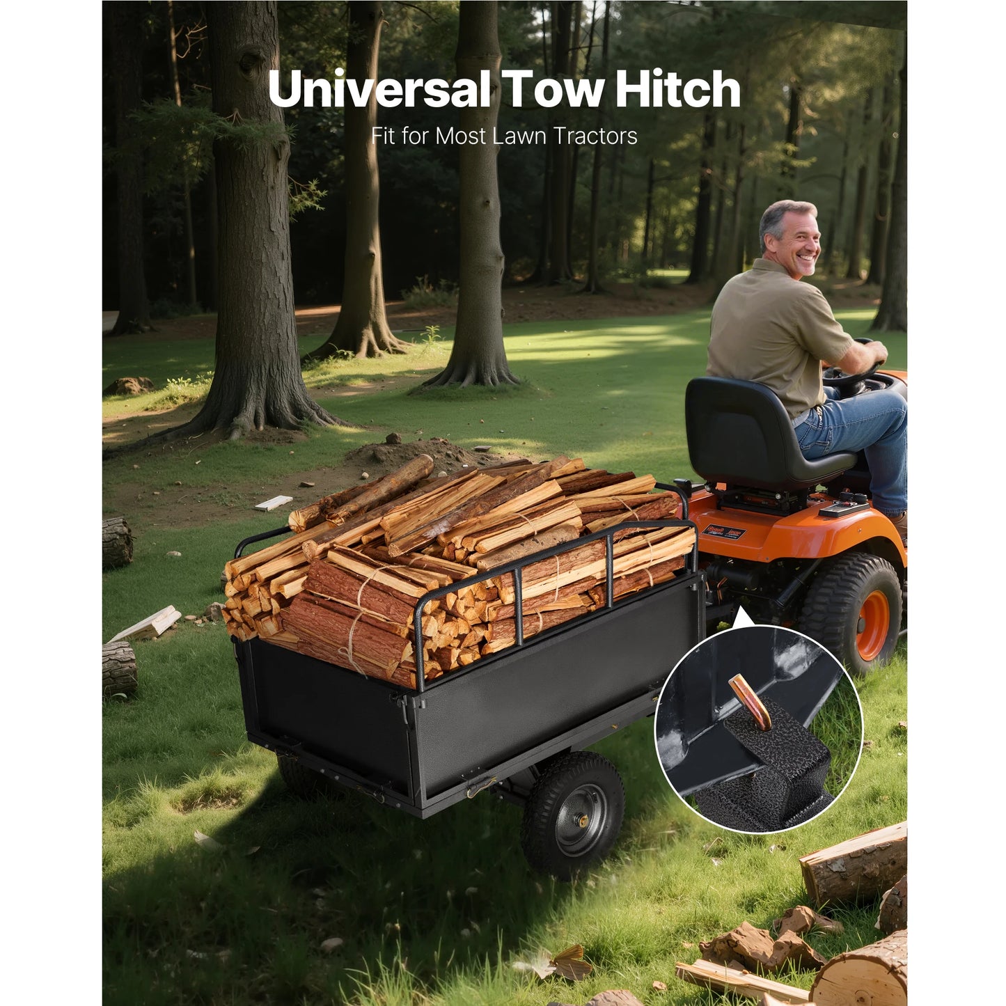 SucceBuy 600Lb Capacity ATV UTV Utility Trailer For Lawn Mower