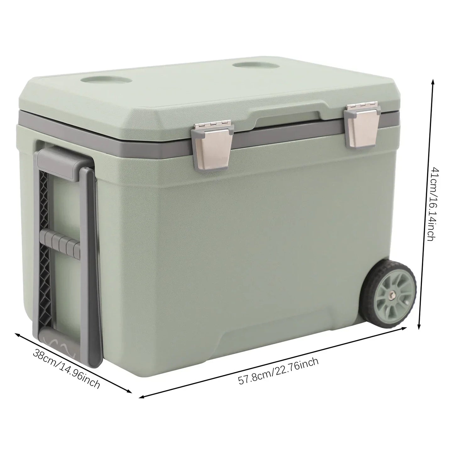 Insulated Wheeled Cooler With Handle For Camping And Boating