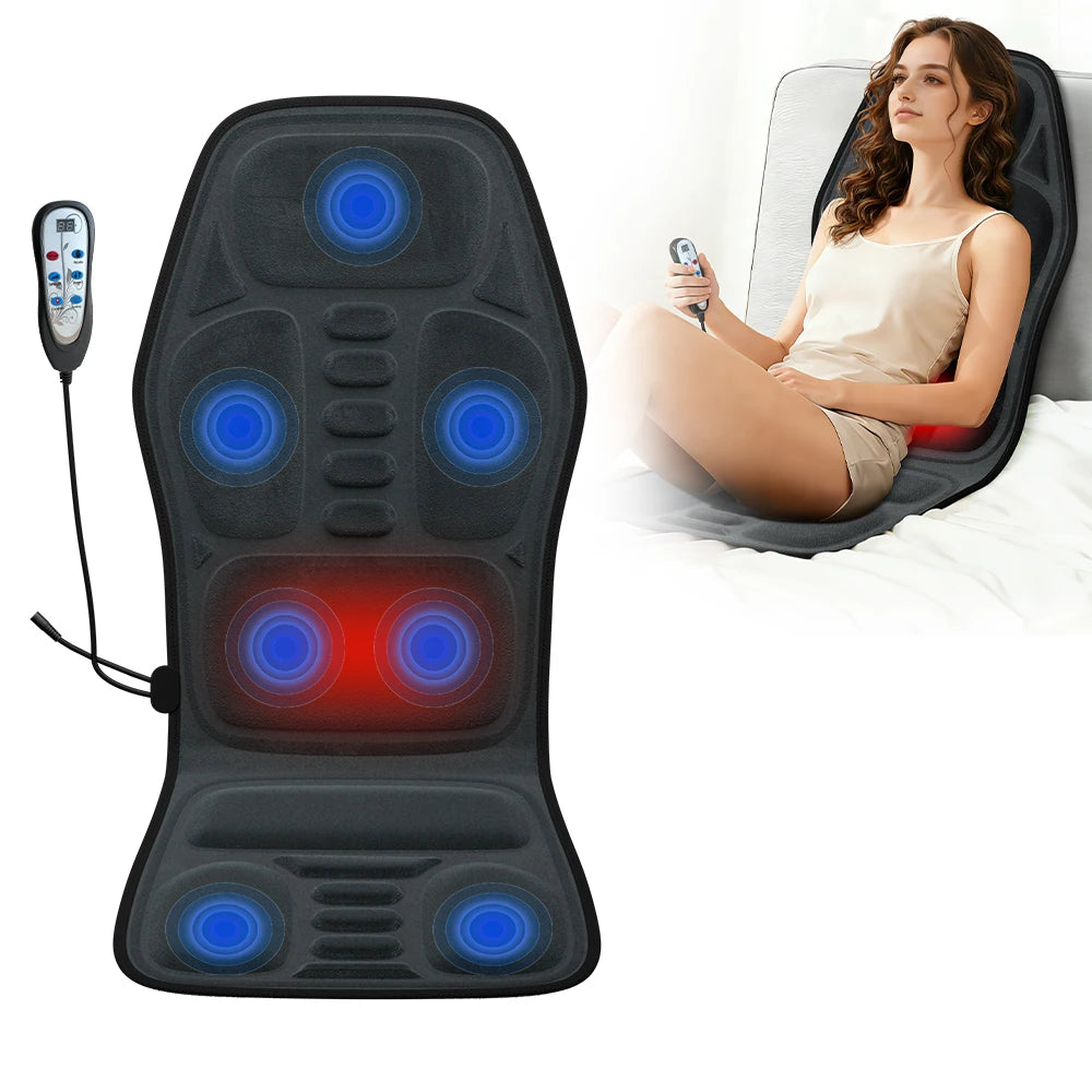 HIMOUTA Back And Shoulder Massager With Heat Deep Tissue Vibration Chair Pad