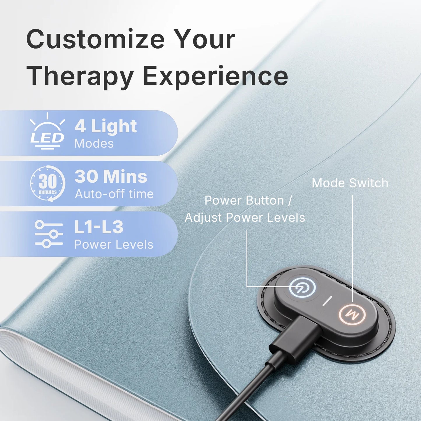 510k Certification 30’’ x 12’’ Large Red Light Therapy Pad for Body 660nm & 850nm Near Infrared Red Light Therapy Massage Mat