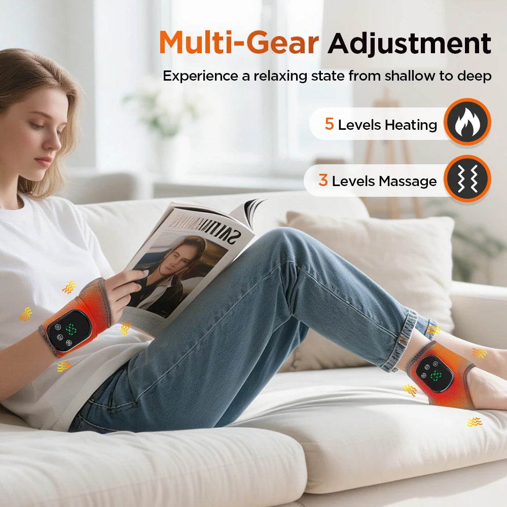 Hailicare Rechargeable Electric Heating Ankle Brace Massager With Hot Compress