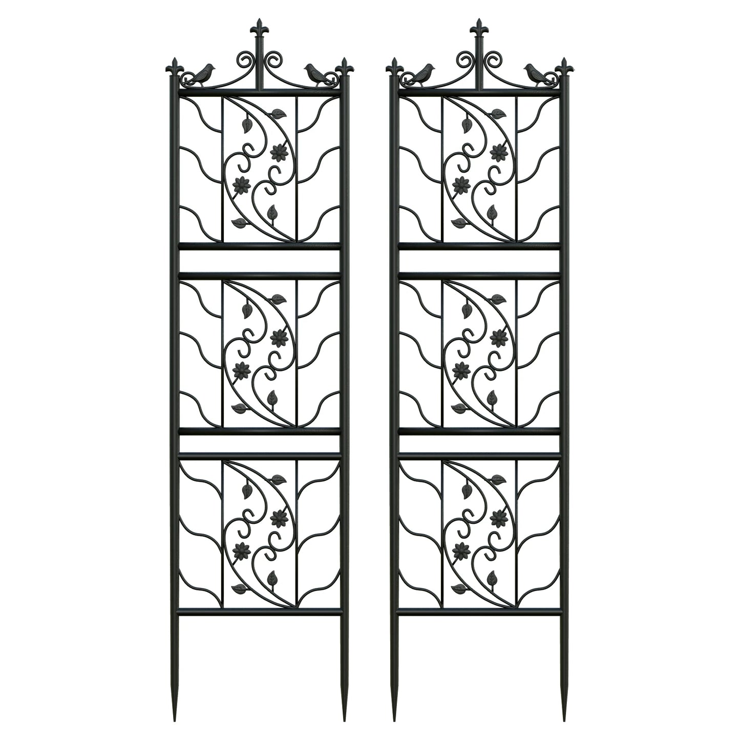 Metal Garden Trellis Bird Leaf Grid Panel Fence Climbing Support