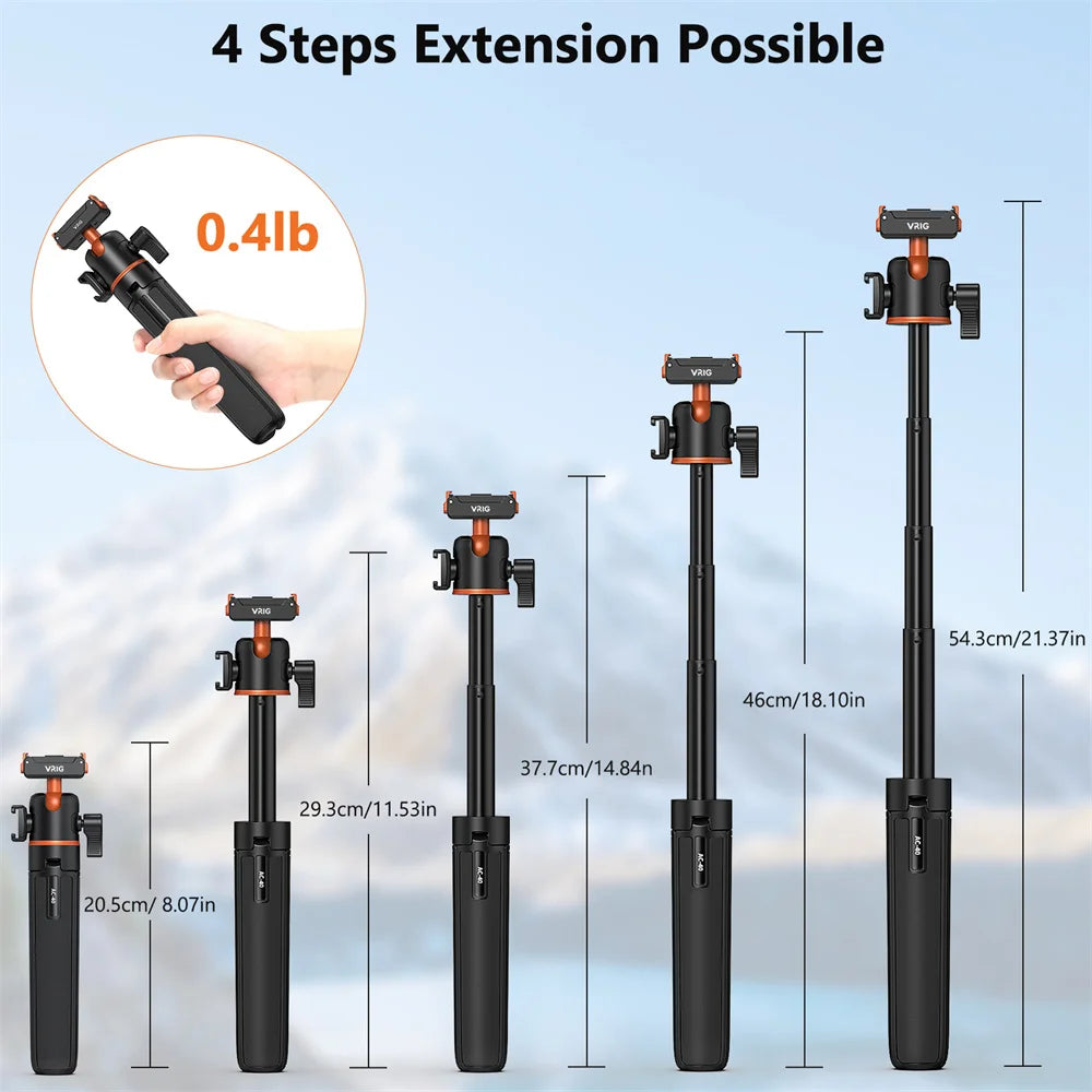 Vrig Magnetic Quick Release Tripod 360 Ballhead Cold Shoe Selfie