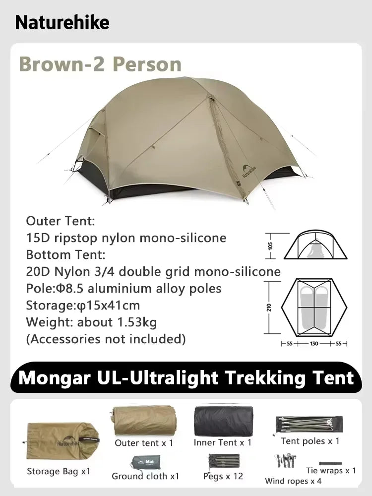 Naturehike Mongar UL 2 Person 3 Season Ultralight Backpacking Tent