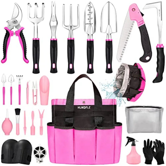 24-Piece Garden Tool Set With Detachable Storage Bag And Weeder