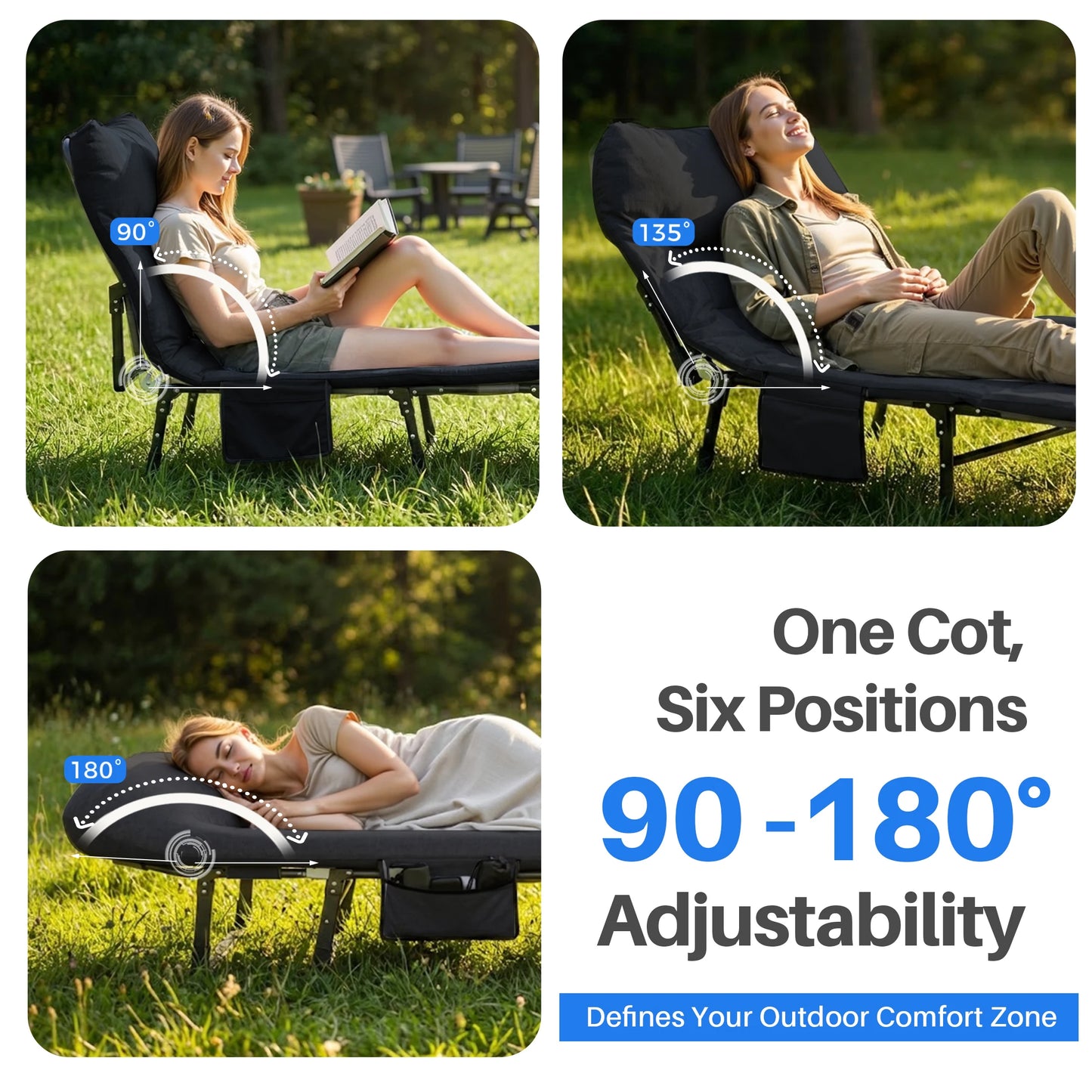JHK Folding Camping Cot With Mattress 450lb Capacity